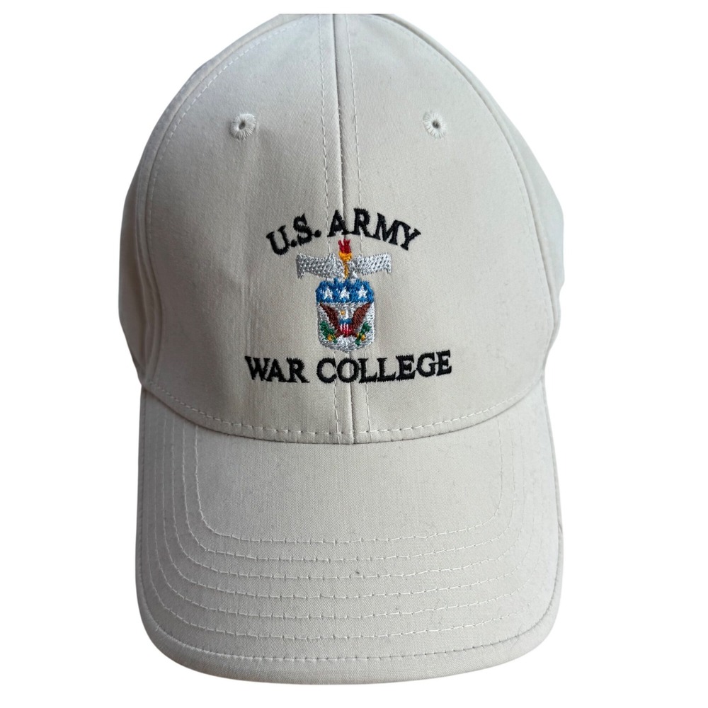 Quake City Caps US Army War College Embroidered‎ Tan Strapback Hat Mens OSFM